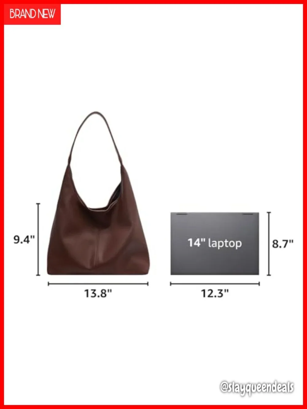 Slouchy Hobo Bag Soft PU Leather Tote Shoulder Purse Casual Everyday Handbag